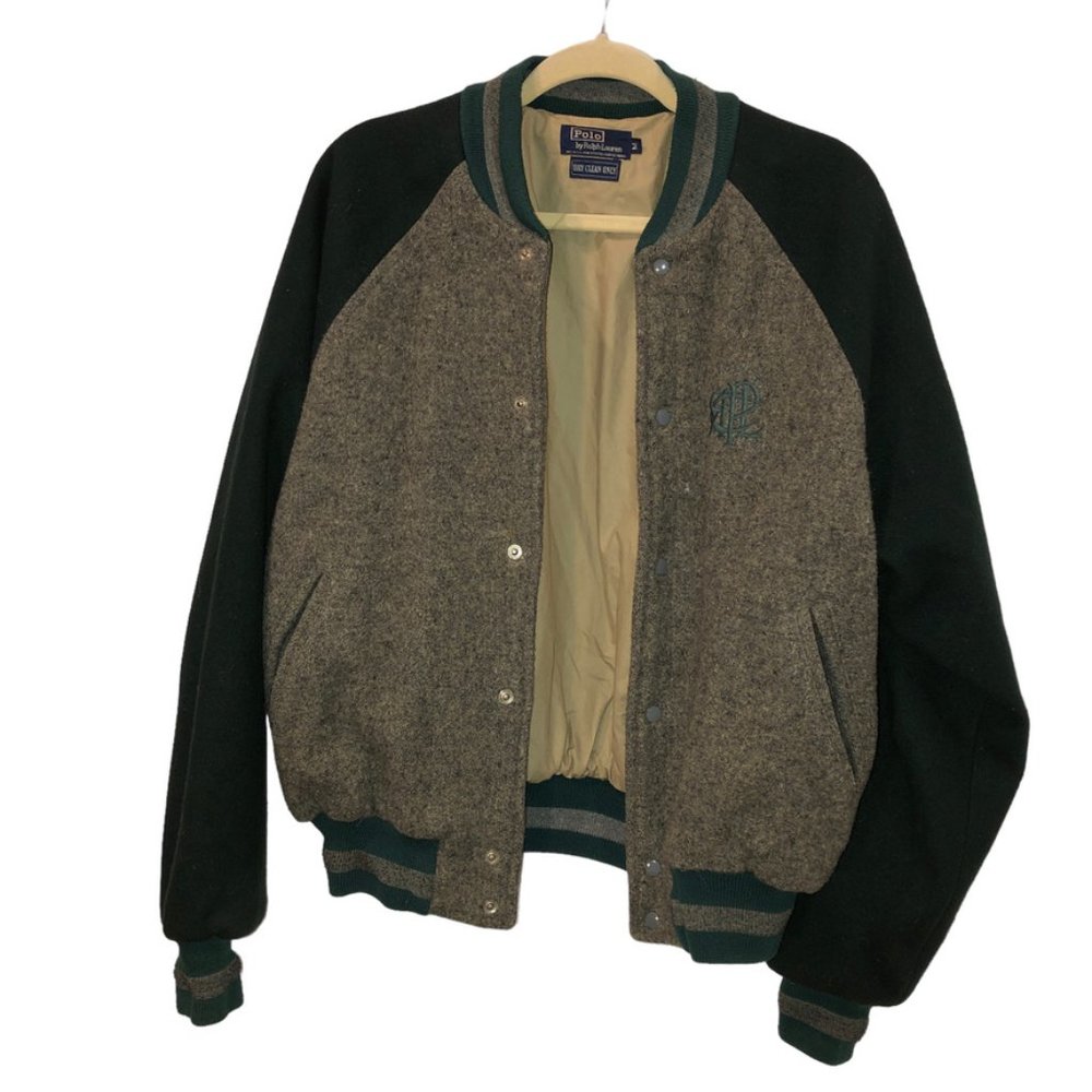 polo ralph lauren vintage 80s original wool baseball bomber Varisty jack…
